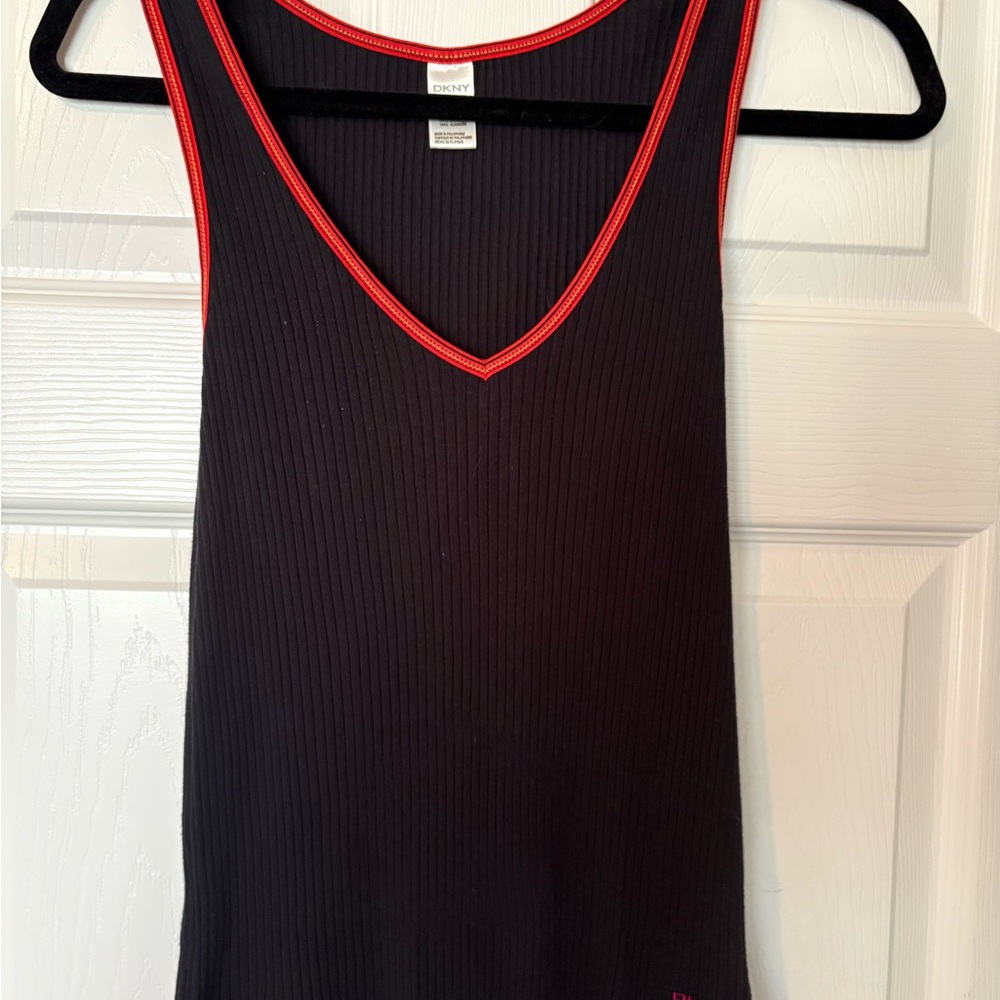 DKNY Black Tank Top with Red Trim